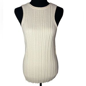 Anthropologie Women’s Soft Ribbed Knit Tank Top Cream Ivory Size XL NEW